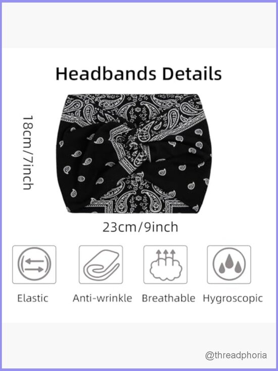 7\'\' Wide Knot Headbands Pack of 10 - Non Slip Boho Paisley Turban Hair Wrap main image 7